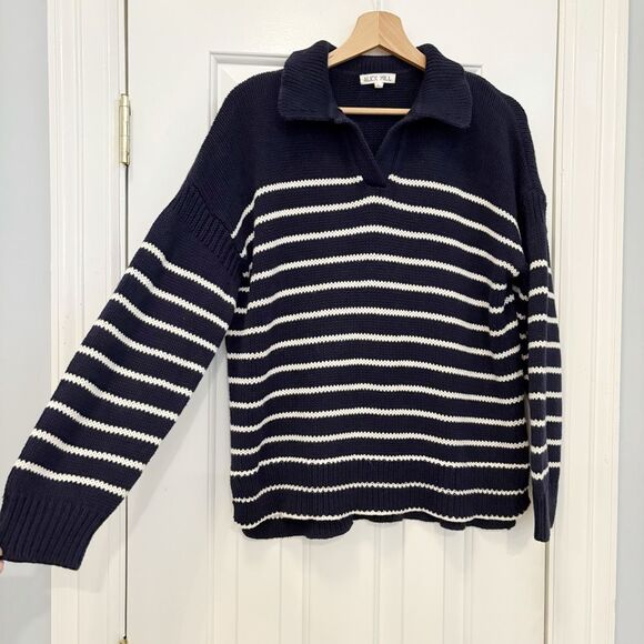 Alex Mill Jacques Stripe Pullover Sweater Navy L 100% Cotton - Picture 4 of 7